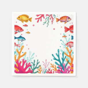 Vibrant Tropical Fish Coral Ocean Colourful Ocea Napkin