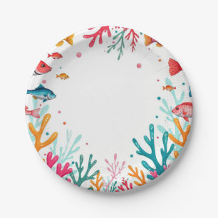 Vibrant Tropical Fish Coral Ocean   Colourful Ocea Paper Plate