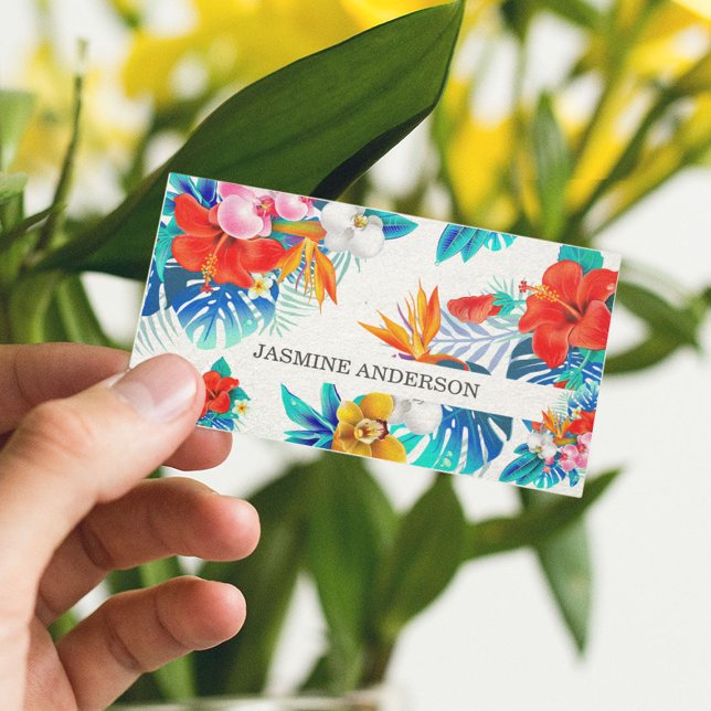 Vibrant Tropical Floral Business Card (Creator Uploaded)