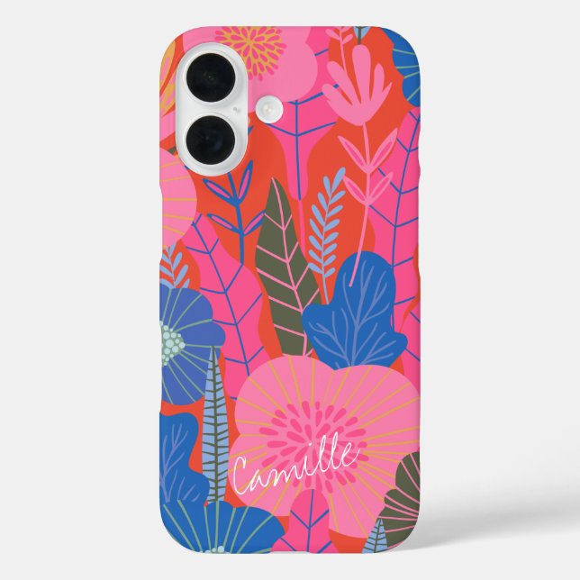 Vibrant Tropical Floral Jungle Red Personalised Case-Mate iPhone Case (Back)