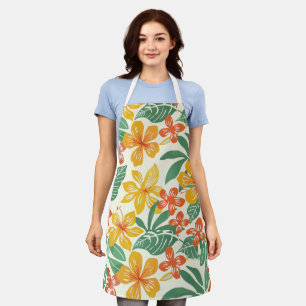 Vibrant Tropical Floral Pattern Apron