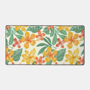 Vibrant Tropical Floral Pattern Desk Mat