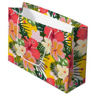Vibrant Tropical Floral Pattern Large Gift Bag