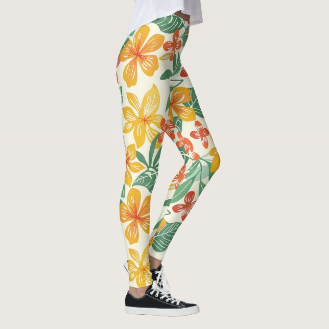 Vibrant Tropical Floral Pattern Leggings (Right)