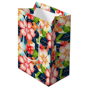 Vibrant Tropical Floral Pattern Medium Gift Bag