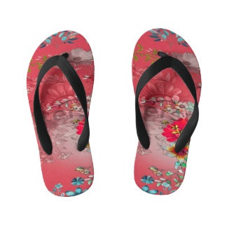 Vibrant Tropical Floral Pattern Summer Flip-Flops Kid's Flip Flops