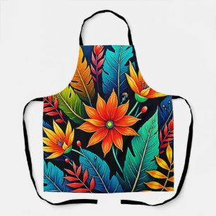 Vibrant Tropical Flower Art Apron