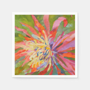 Vibrant Tropical Flower Painting Bromeliad Napkin