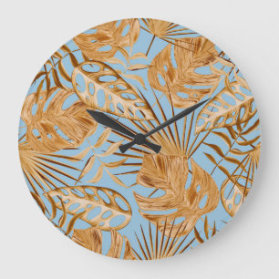 Vibrant Tropical Flowers: Colourful Seamless. Large Clock