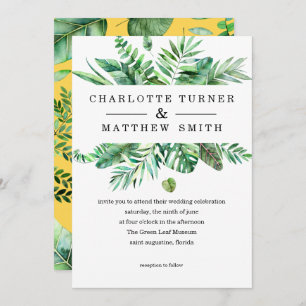 Vibrant Tropical Foliage Wedding Invitation