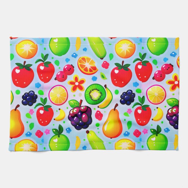Vibrant Tropical Fruits Tea Towel (Horizontal)