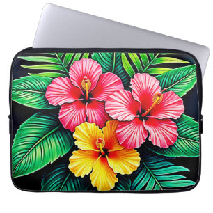 Vibrant Tropical Hibiscus Art Laptop Sleeve