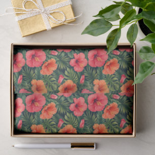 Vibrant Tropical Hibiscus Blooms Tissue Paper