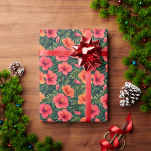 Vibrant Tropical Hibiscus Blooms Wrapping Paper