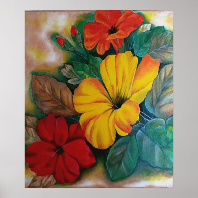 ​Vibrant Tropical Hibiscus Flower Poster (Front)