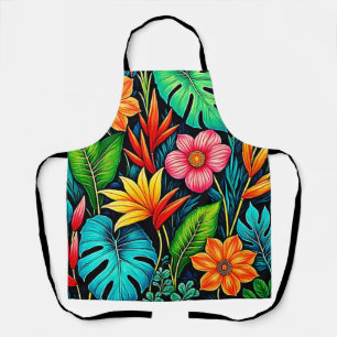 Vibrant Tropical Jungle Bloom Art Apron