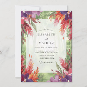 Vibrant Tropical Leaf Wedding Invitation