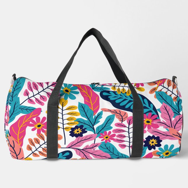 Vibrant Tropical Leaves and Exotic Botanical Duffle Bag (Front)