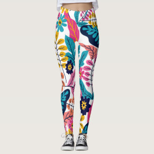 Vibrant Tropical Leaves and Exotic Botanical Leggings