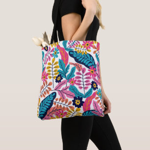 Vibrant Tropical Leaves and Exotic Botanical Tote Bag