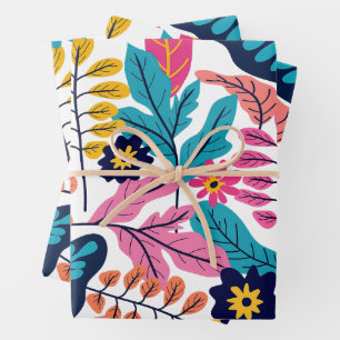 Vibrant Tropical Leaves and Exotic Botanical Wrapping Paper Sheet