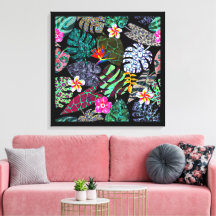 Vibrant Tropical Leaves and Flowers Pattern