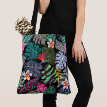 Vibrant Tropical Leaves and Flowers Pattern