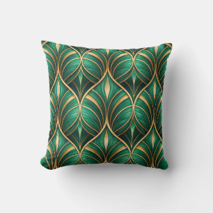 vibrant tropical leaves and orange flowers cushion