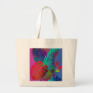 Vibrant Tropical Leaves Artistic Aesthetic Jumbo Large Tote Bag
