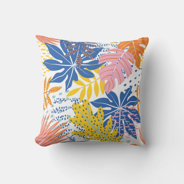 Vibrant Tropical Leaves Cushion (Front)