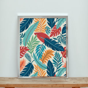 Vibrant Tropical Leaves Pattern Poster