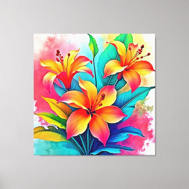 Vibrant Tropical Lilies: Summer Soul Canvas Print (Front)