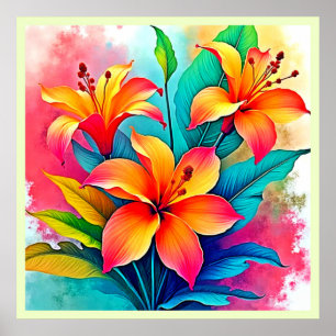 Vibrant Tropical Lilies: Summer Soul Poster