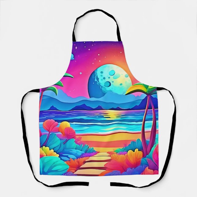 Vibrant Tropical Night Escape Apron (Front)