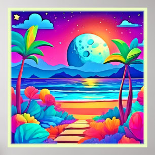 Vibrant Tropical Night Escape Poster