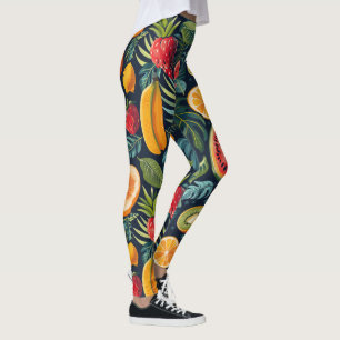 Vibrant Tropical Paradise: Exotic Fruits Design Leggings