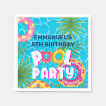 Vibrant Tropical Pool Party Personalised Birthday