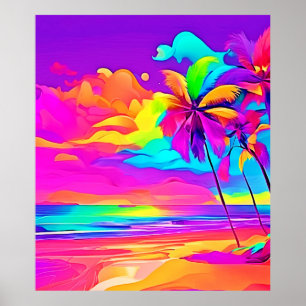 Vibrant Tropical Shore Art Poster
