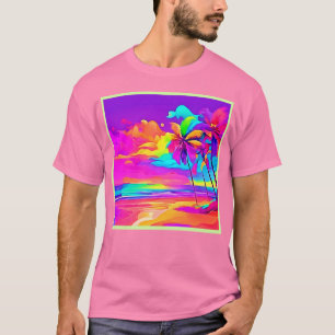 Vibrant Tropical Shore Art T-Shirt
