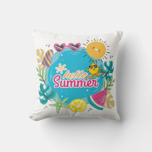 Vibrant Tropical Summer Beach Cushion