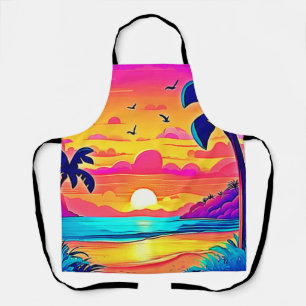 Vibrant Tropical Sunset Apron