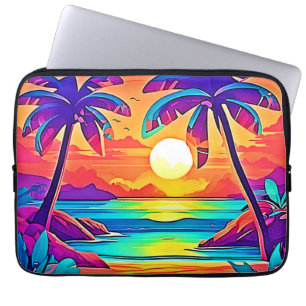 Vibrant Tropical Sunset Art Laptop Sleeve