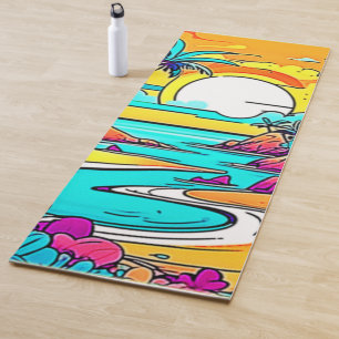Vibrant Tropical Sunset Beach Yoga Mat