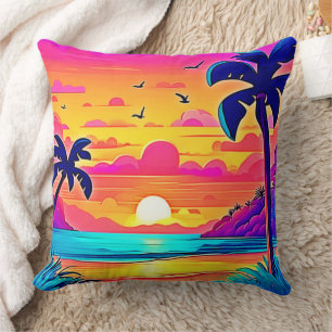 Vibrant Tropical Sunset Cushion
