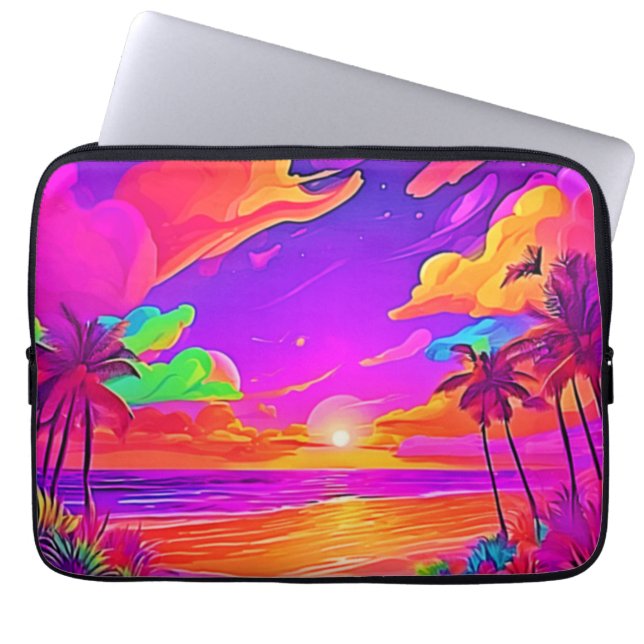 Vibrant Tropical Sunset Laptop Sleeve (Front)