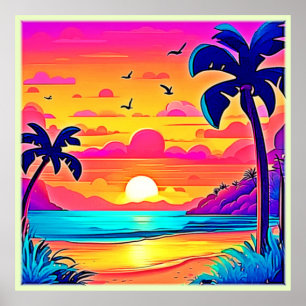 Vibrant Tropical Sunset Poster
