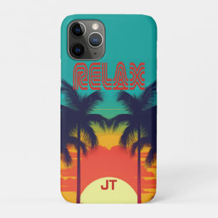 Vibrant Tropical Sunset Retro 80s Style iPhone 11 Pro Case