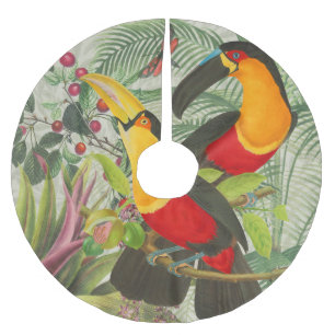 Vibrant Tropical Toucan Birds Art Exotic Jungle Brushed Polyester Tree Skirt