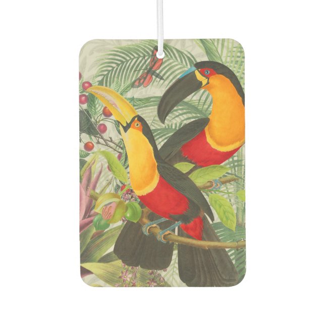 Vibrant Tropical Toucan Birds Art Exotic Jungle  Car Air Freshener (Front)