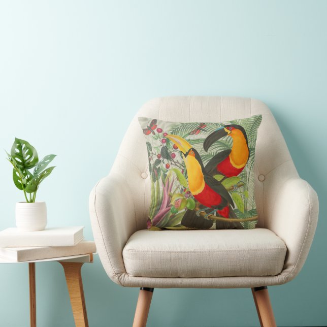 Vibrant Tropical Toucan Birds Art Exotic Jungle  Cushion (Chair)